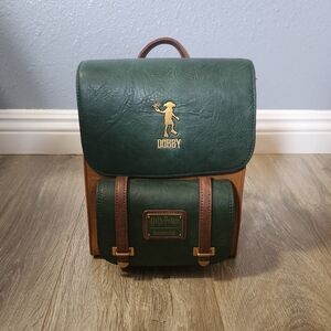 Loungefly Green and Brown Harry Potter Dobby Flap Backpack- BoxLunch Exclusive